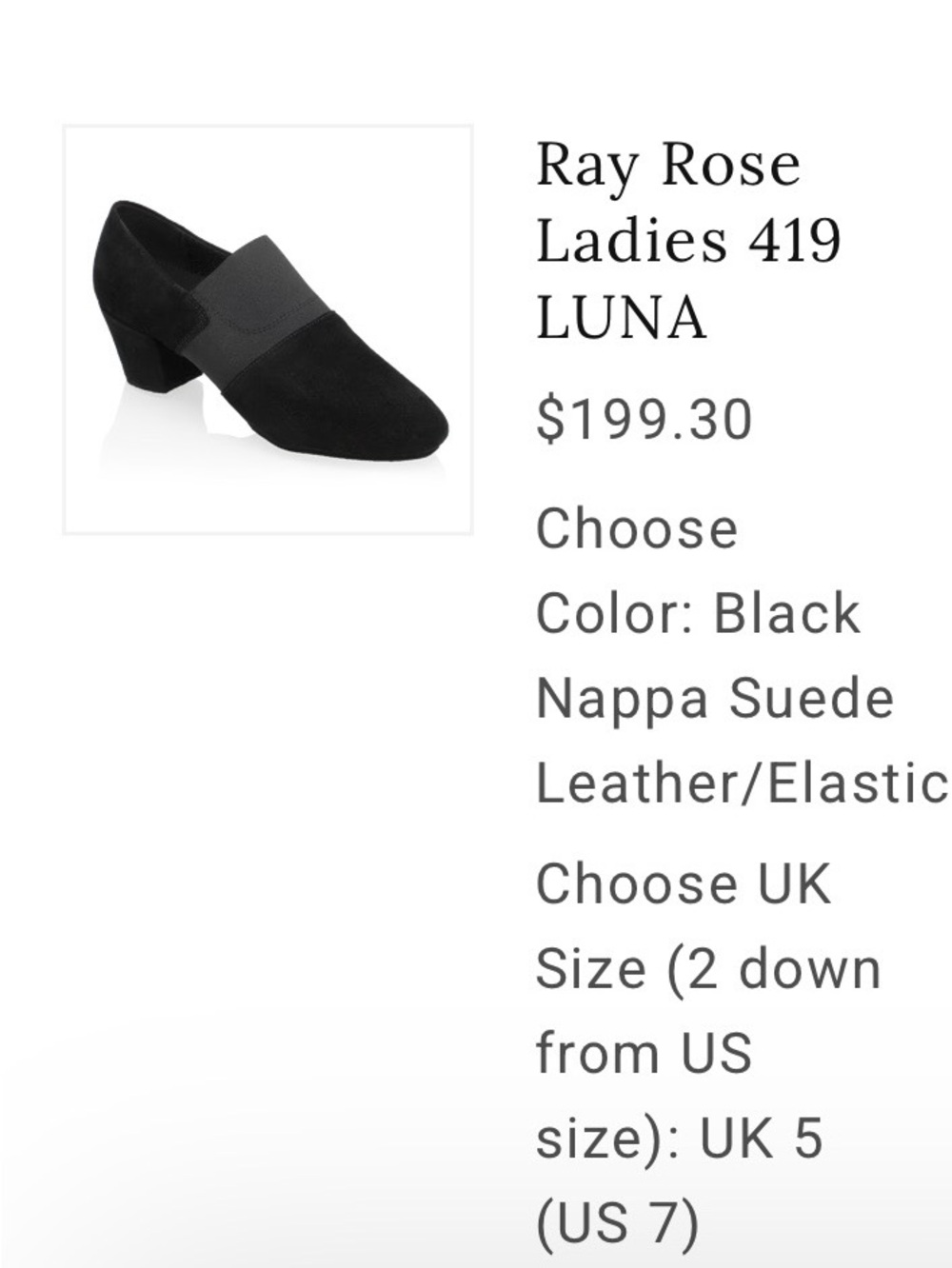 Luna Ladies 419 Black Nappa Suede Low Block Heel